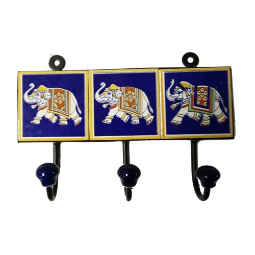 Iron Hanger Tile Fitted Triple Hook (3'' x 9'')