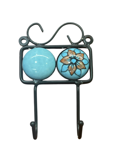 Iron Hanger Ceramic Fitted Two Hook
