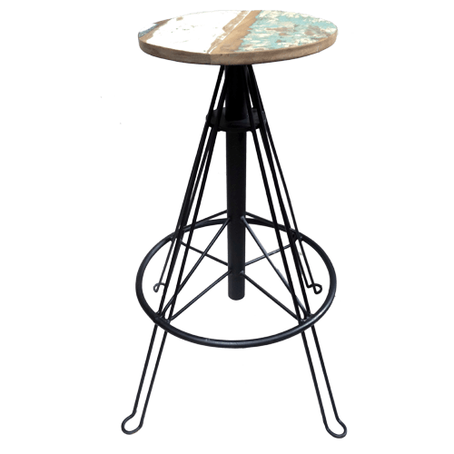 Iron Stool With Wooden Top