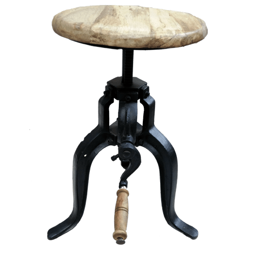 Rustic Metal Bar Stool With Wooden Top