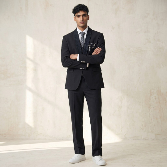 Black Classic Tie Five-Piece Formal Suit