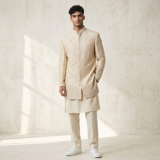 Ivory Minimal Indo-Western & Pants Set