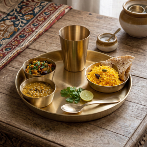 Brass Thali Set — Design 1