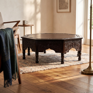 Carved Wooden Octagon Coffee Table