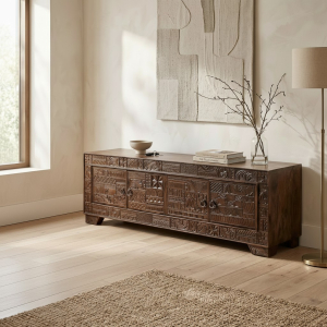 Carved Wooden TV Unit