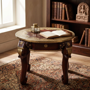 Round Elephant Brass Fitted Table
