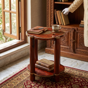 Brass Fitted Table with Shelf