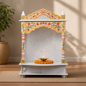 Floral Crown Painted Marble Temple — Striped Pillars