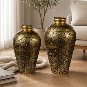 Gold Textured Metal Lantern