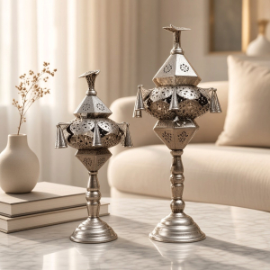 Bird Finial Pedestal Metal Lanterns