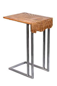 Wooden Sunburst C Shaped Table