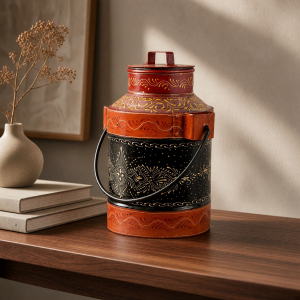 Painted Metal Milk Can — 54 cm