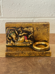 Wooden Gold Ganesha Candle