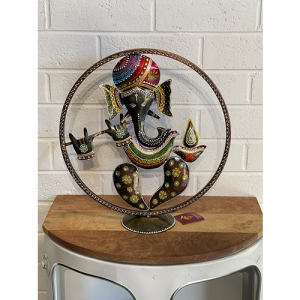 Round Iron Ganesha Table Decor