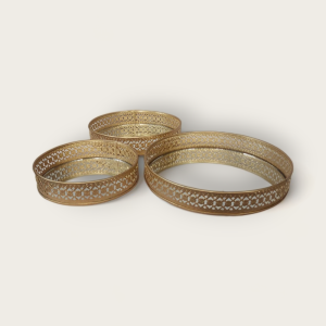 Round Mirror Tray (Gold Finish) (Assorted Sizes)
