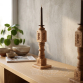 Natural Carved Jali Wooden Taper Candle Holder