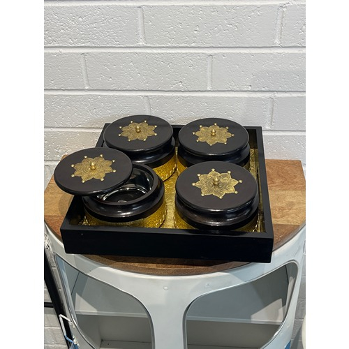 Wooden Spinning Tray with 4 Bowls